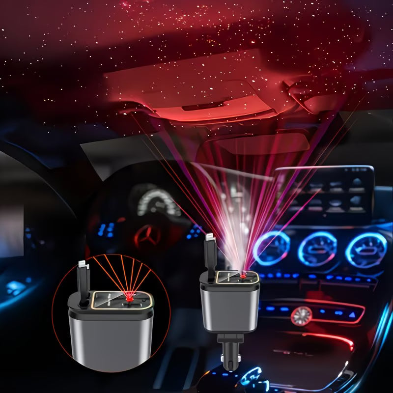 Chargeur de Voiture 180W Ultra-Rapide – USB, Type-C & Câbles Intégrés