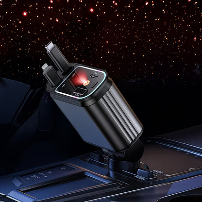 Chargeur de Voiture 180W Ultra-Rapide – USB, Type-C & Câbles Intégrés